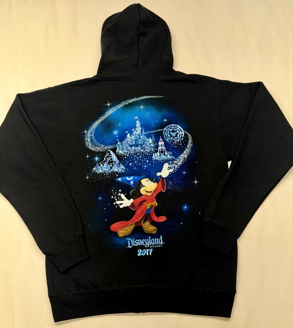Disneyland Resort 2017 Sorcerer Mickey Hoodie Men’s Small Black Full Zip Hanes